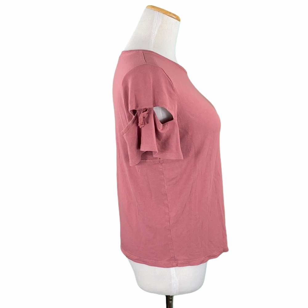 TopShop Dusty Rose Cute Cut Out Bow Sleeve Tee - Picture 3 of 12